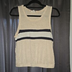 Pink Rose Beige and Black Striped Tank Top